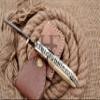 HUNTEX Custom Handmade Hand-Forged Twist Pattern Damascus Steel 4 Inch Long Natural Camel Bone Handle Razor Sharp Camp Hunting Folding Pocket Sheepsfoot Knife with Pocket Clip & Genuine Leather Pouch view 3