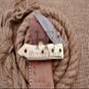HUNTEX Custom Handmade Hand-Forged Twist Pattern Damascus Steel 4 Inch Long Natural Camel Bone Handle Razor Sharp Camp Hunting Folding Pocket Sheepsfoot Knife with Pocket Clip & Genuine Leather Pouch view 4