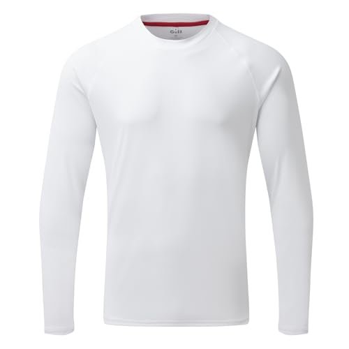 Gill Mens Long Sleeve UV Tec T-Shirt - 50+ UV Sun Protection (White, XXXL)
