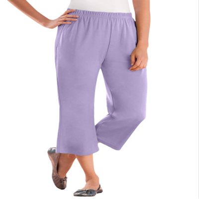 Woman Within Plus Size 7-Day Knit Capri - 2X, Soft Iris