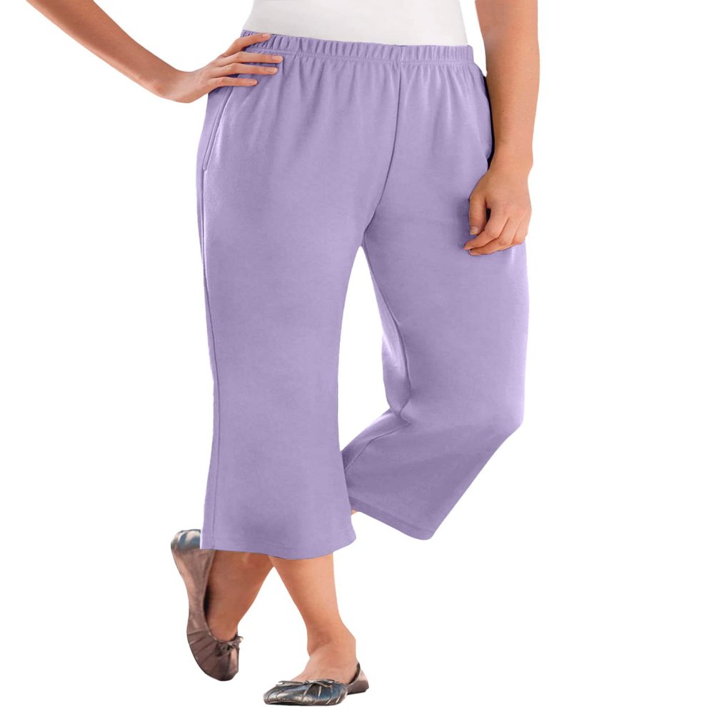 Woman Within Plus Size 7-Day Knit Capri - 2X, Soft Iris