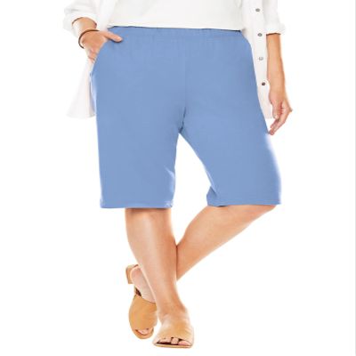Woman Within Plus Size 7-Day Knit Bermuda Shorts - 4X, French Blue
