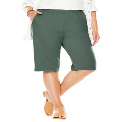 Woman Within Plus Size 7-Day Knit Bermuda Shorts - 4X, Pine