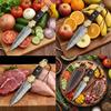Dessi Damascus Steel Fixed Blade Knife Handmade Hunting Camping Hiking, Hand Engraved Copper Bolsters Wenge Wood Handle, Leather Sheath SM11 view 4