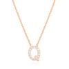 PAVOI 14K Rose Gold Plated Cubic Zirconia Initial Necklace | Letter Necklaces for Women | Q Initial view 1