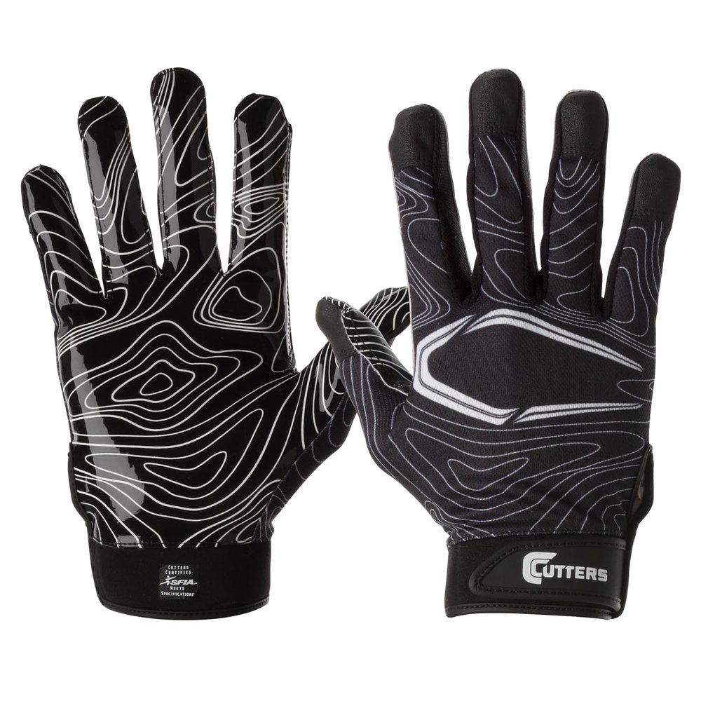 Cutters Football Receiver Gloves - Game Day, White Topo Design, Superior Grip and Comfort for Peak Performance