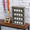 MyGift Premium Solid Vintage Gray Wood Wall Mounted Golf Ball Holder Frame Shelf, Hanging Open Display 4 Tier Cabinet Collector Case Holds up to 16 Balls view 2