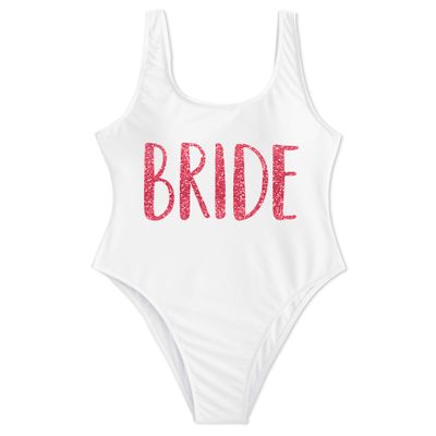 TEEAMORE Bride Squad Bachelorette Pool Party One Piece High Leg Swimsuit