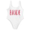 TEEAMORE Bride Squad Bachelorette Pool Party One Piece High Leg Swimsuit view 1