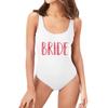 TEEAMORE Bride Squad Bachelorette Pool Party One Piece High Leg Swimsuit view 2