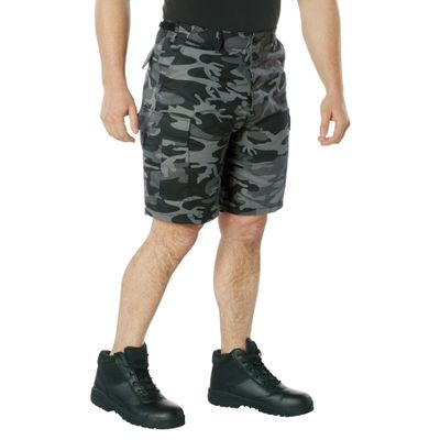 Rothco Tactical Camo BDU Shorts  Rugged Outdoor Hiking Camping Comfortable Cargos, Black Camo, L