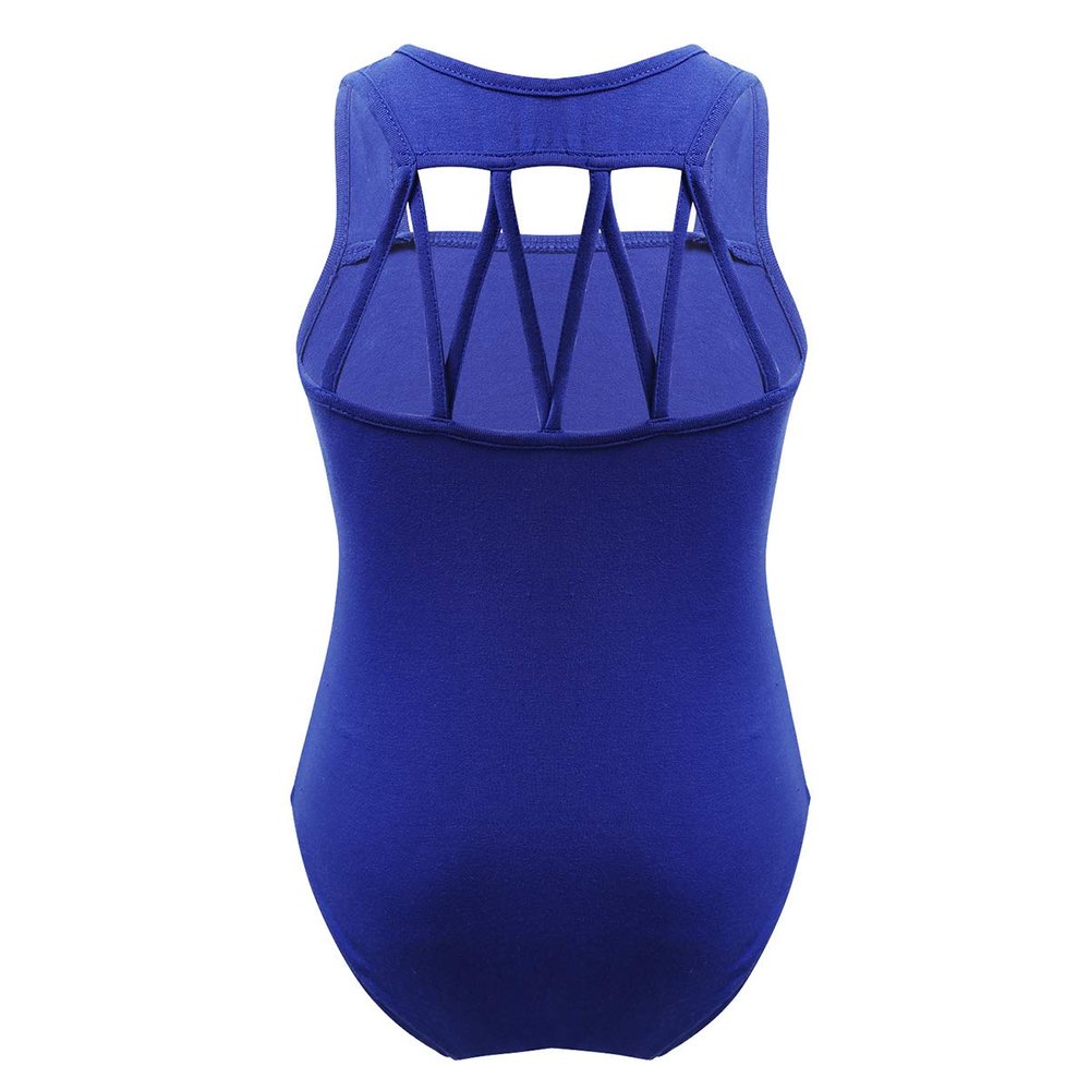 Freebily Sleeveless Dance Leotard for Girls Gymnastics Unitards Workout Training Biketards Athletic Bodysuit Tops Activewear Blue M-Straps 5-6 Years