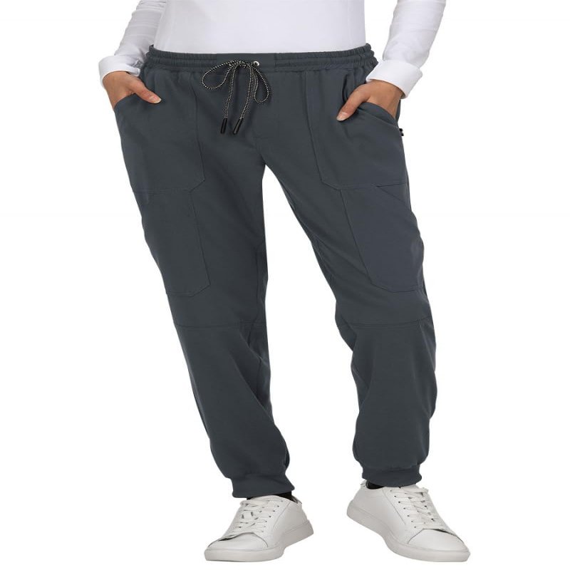 KOI Next Gen Good Vibe Women's 7-Pocket Stretch Jogger Charcoal L