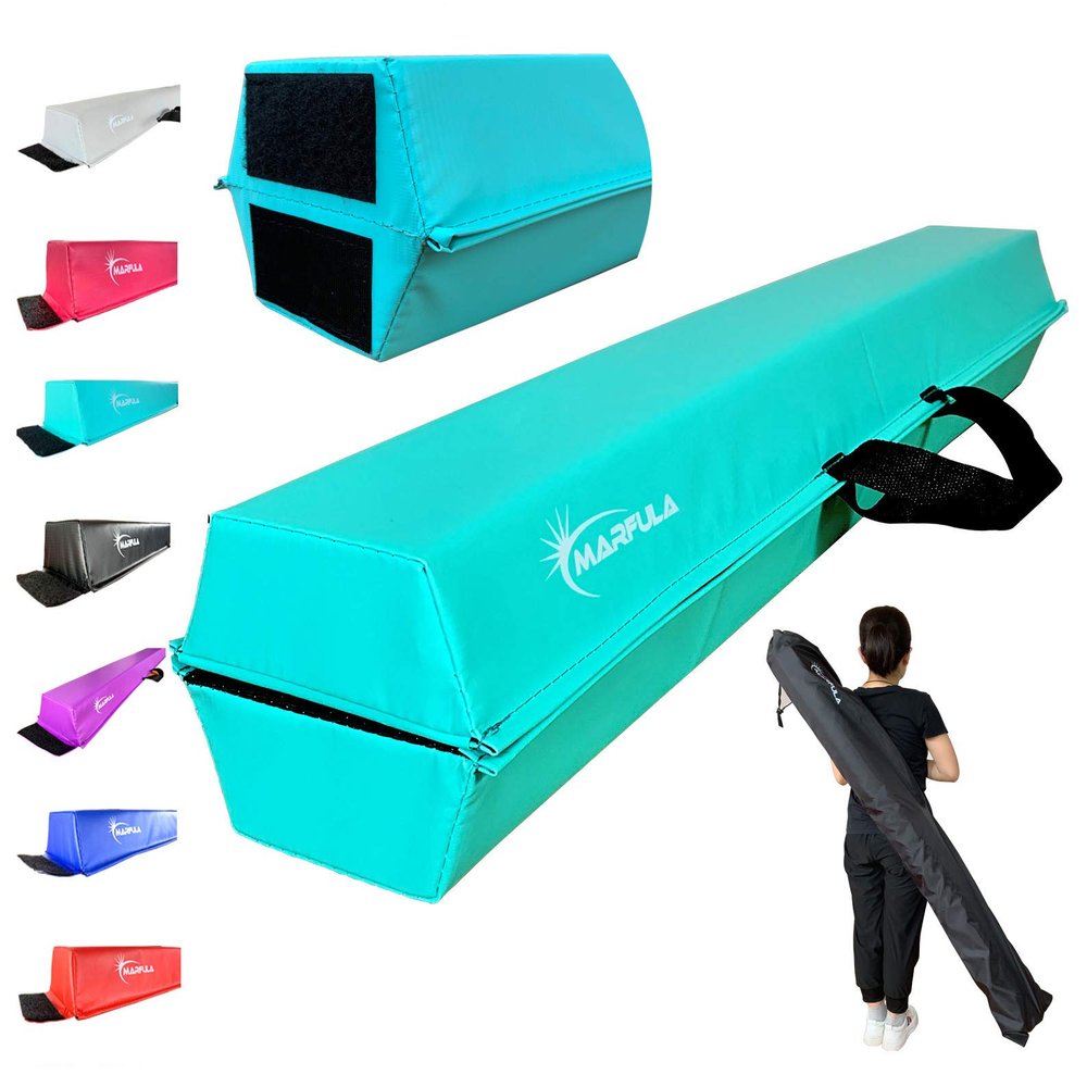 MARFULA 6 FT / 8 FT / 9 FT / 10 FT Balance Beam Folding Floor Gymnastics Equipment for Kids, Non Slip Base, Gymnastics Beam for Training Home Gym Use