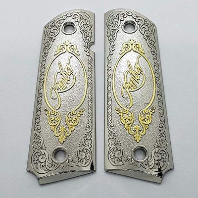 Custom 1911 Grips Full Size Ambi Cut NickelPlated Metal