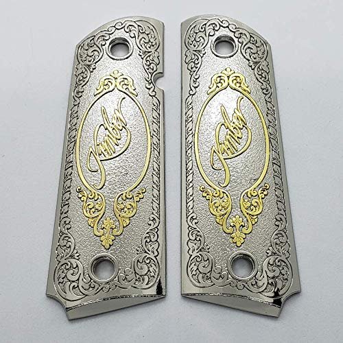 Custom 1911 Grips Full Size Ambi Cut NickelPlated Metal
