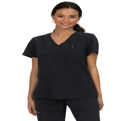 KOI Next Gen Ready to Work Women's 1-Pocket Tuck-in Scrub Top Black X-Small