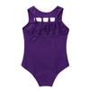 Freebily Sleeveless Dance Leotard for Girls Gymnastics Unitards Workout Training Biketards Athletic Bodysuit Tops Activewear Purple M-Straps 7-8 Years view 3