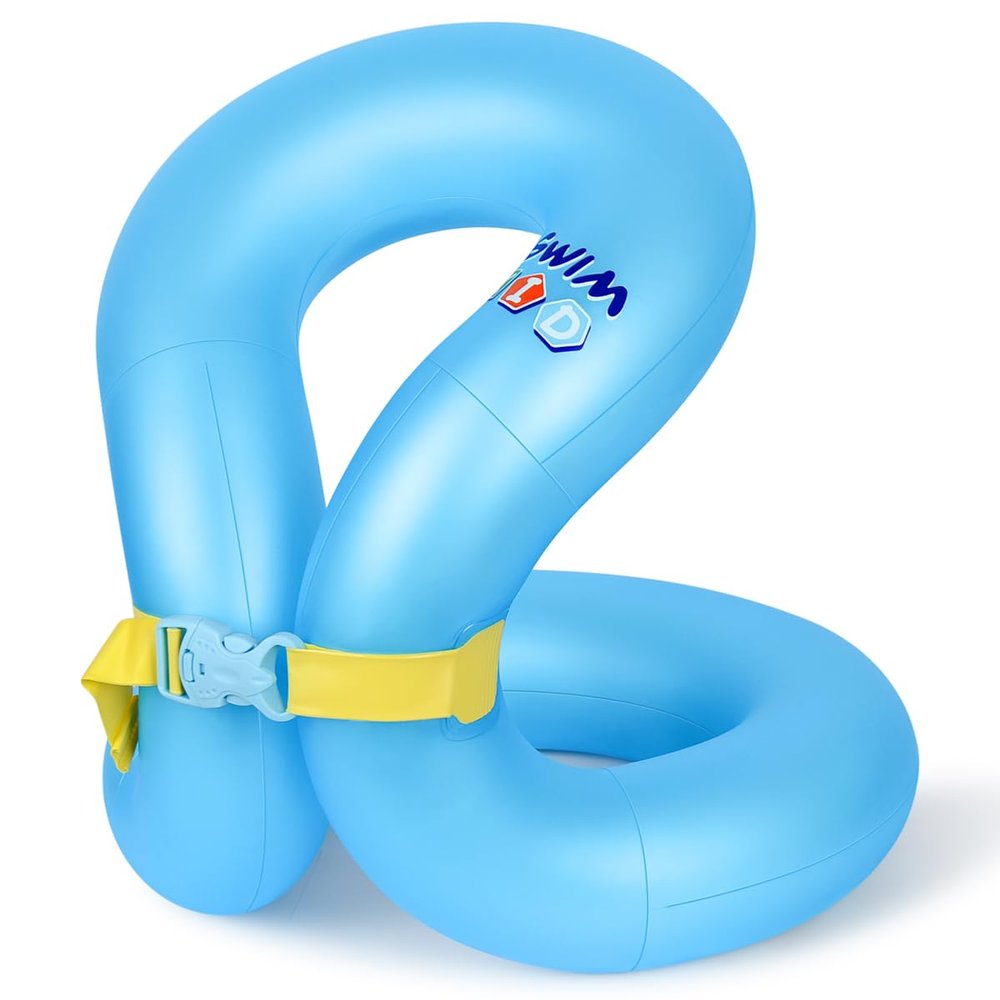Hyfoo Floaties Swim Vest for Child, Portable Inflatable Pool Float Swimming Ring with Adjustable Safety Buckle, Safety Swim Arm Bands with Double Surround Air Bag, Durable Float Tube for Kid 7-14 yrs