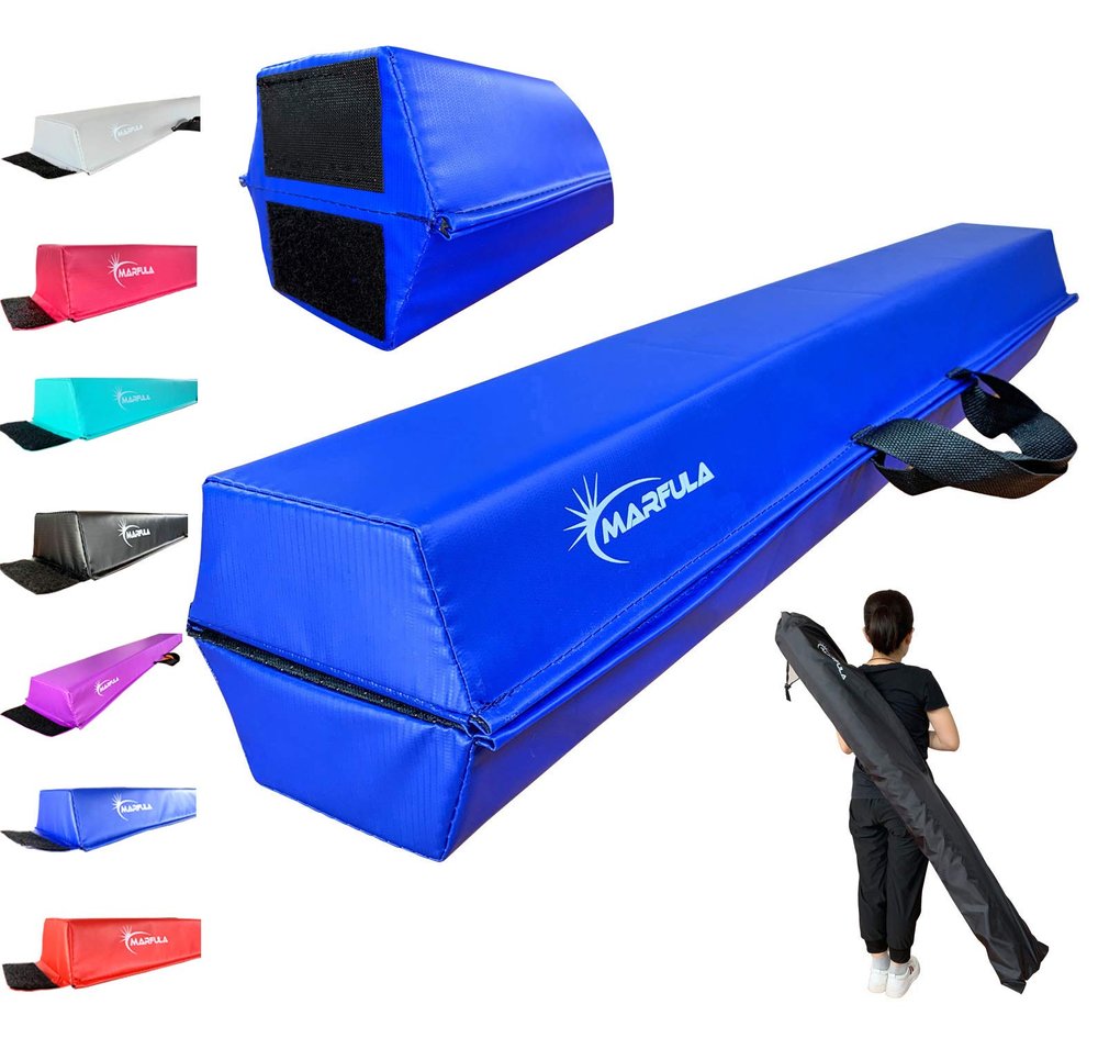 MARFULA 6 FT / 8 FT / 9 FT / 10 FT Balance Beam Folding Floor Gymnastics Equipment for Kids, Non Slip Base, Gymnastics Beam for Training Home Gym Use