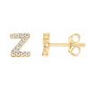 PAVOI CZ Stud Earrings, 925 Silver, 14K Gold Plated, Yellow Gold, Letter Z view 1