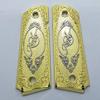 Custom 1911 Grips Full Size Ambi Cut Nickel/Gold Plated Metal view 1