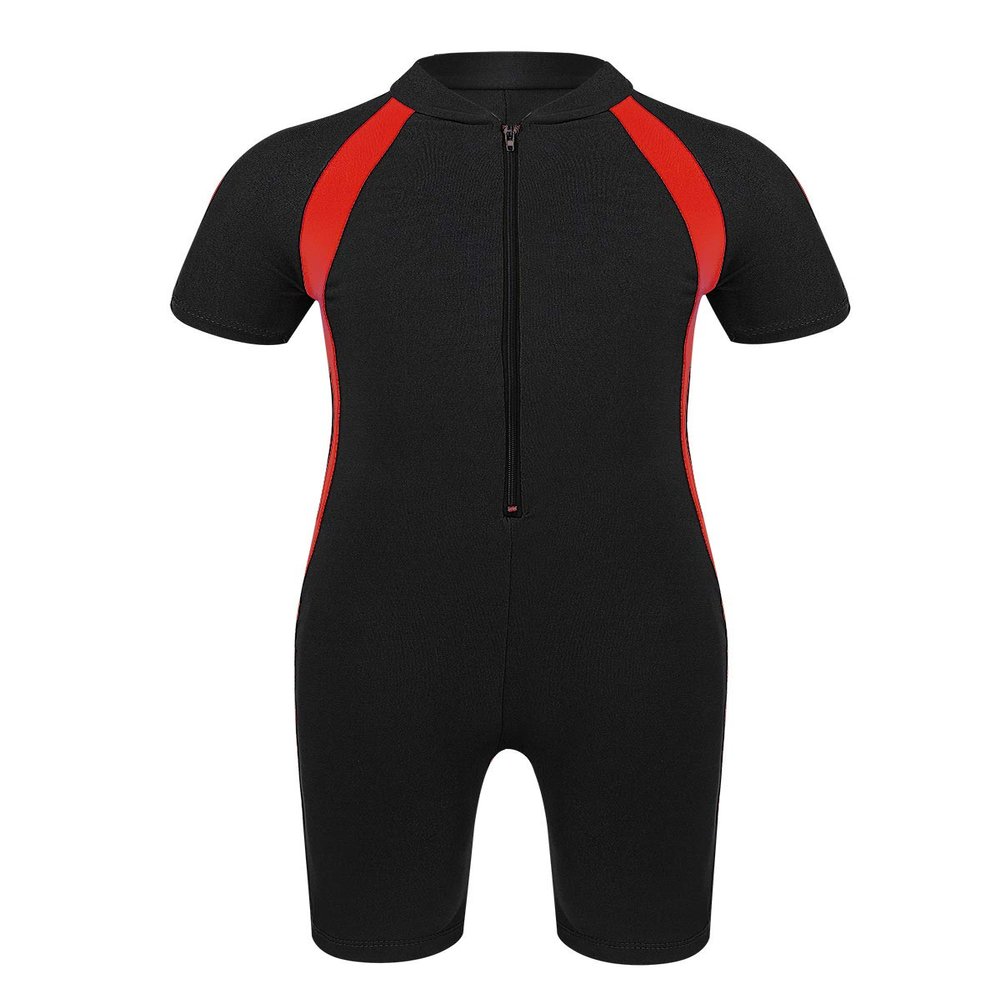 Agoky Boys Girls Swimsuits Rash Guard Suits Swimwear Shorty Wetsuit Toddler Kids UPF 50+ UV Sun Protective One-Piece Black 10-12