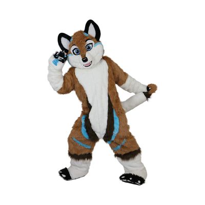 Brown Fox Dog Husky Cartoon Costume Mascot Plush Adult Cosplay