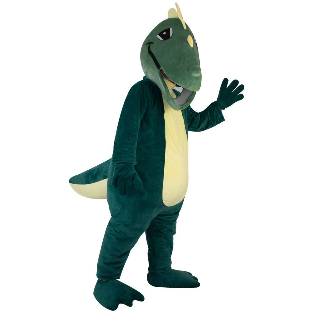 Green Dinosaur Dragon Crocodilian Costume Mascot Character Outfit for Activity Cartoon
