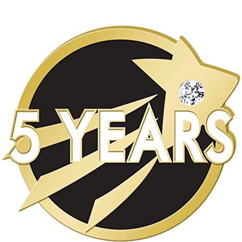 1" 5 Years of Service Pins, 5 Years Awards Pin with Gem, Shooting Star 5 Year Anniversary Lapel Pin, 50 Pack Prime