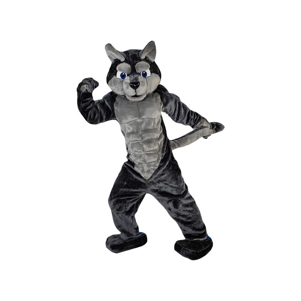 Gray Muscle Wolf Cartoon Costume Mascot Cartoon Furry Costuming