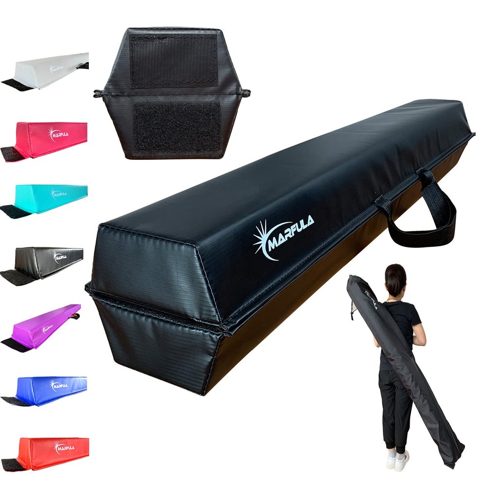 MARFULA 6 FT / 8 FT / 9 FT / 10 FT Balance Beam Folding Floor Gymnastics Equipment for Kids, Non Slip Base, Gymnastics Beam for Training Home Gym Use