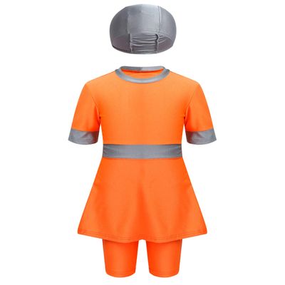 Agoky Girls Kids 2-Piece Full Body Swimsuit UPF50+ Swimwear Sun Protection Rash Guard Sunsuit Orange 18-24 Months