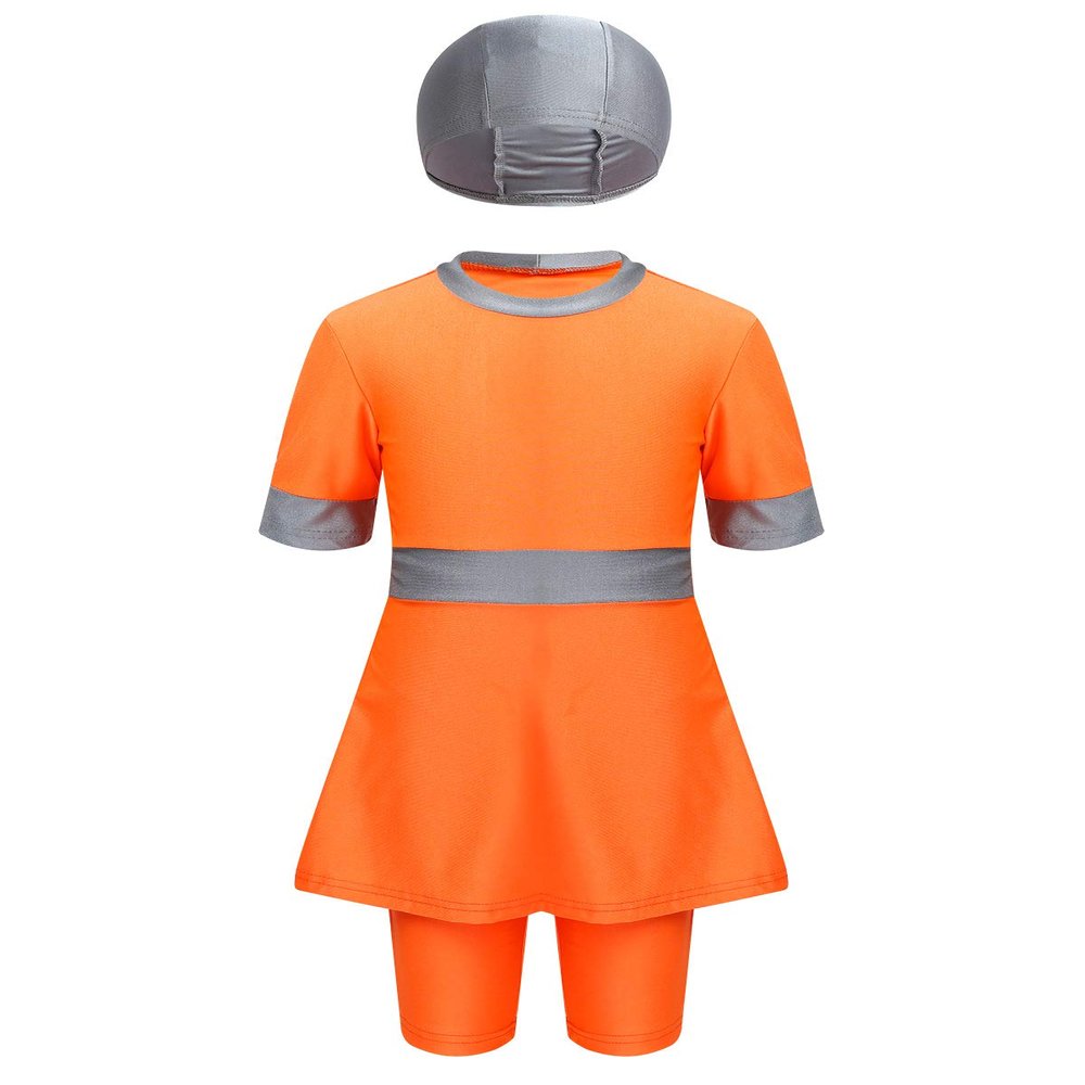 Agoky Girls Kids 2-Piece Full Body Swimsuit UPF50+ Swimwear Sun Protection Rash Guard Sunsuit Orange 18-24 Months
