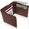 Access Denied RFID Trifold Wallets For Men - Brown Leather Slim Mens Wallet With ID Window Front Pocket Gifts For Men view 2