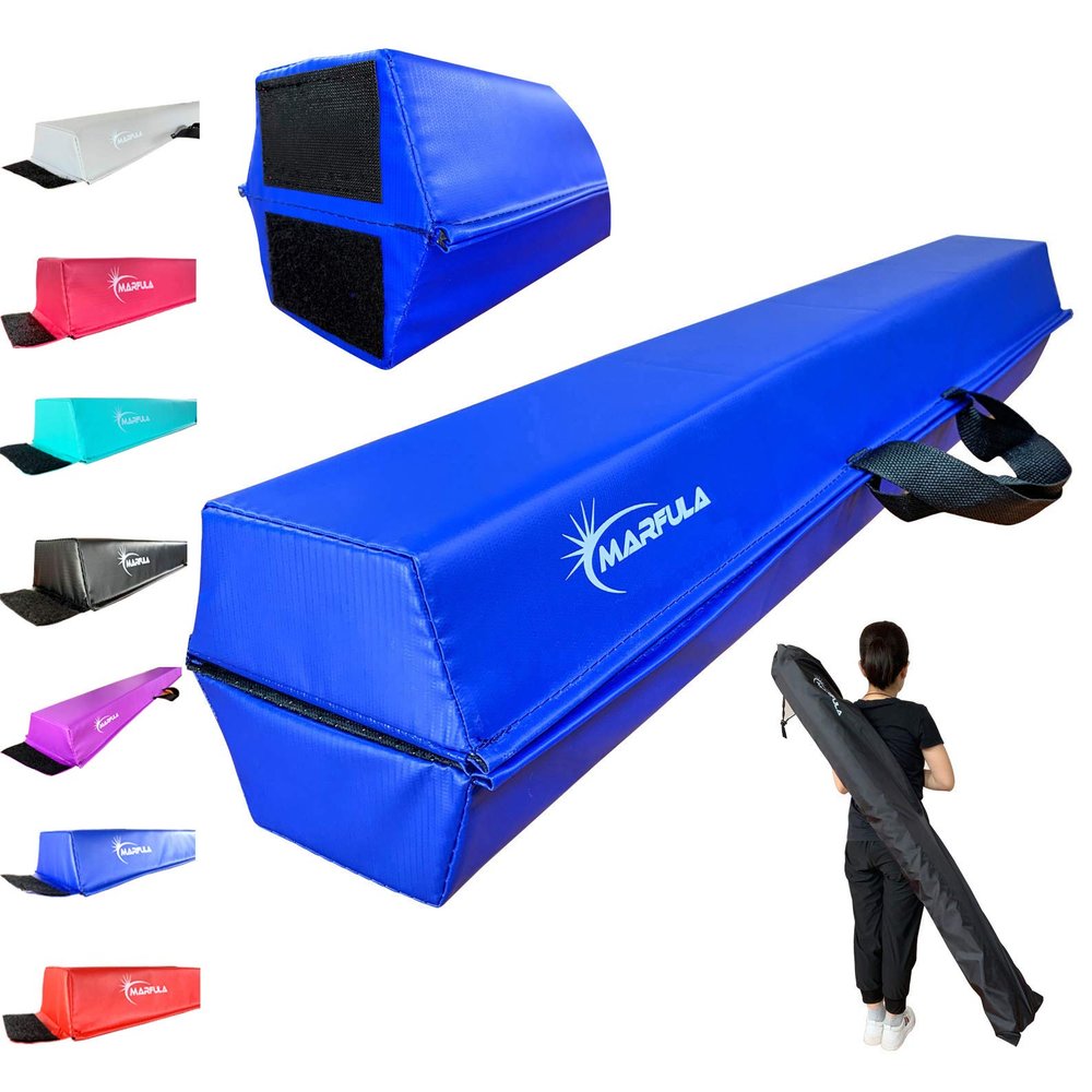 MARFULA 6 FT / 8 FT / 9 FT / 10 FT Balance Beam Folding Floor Gymnastics Equipment for Kids, Non Slip Base, Gymnastics Beam for Training Home Gym Use