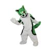 Green Fox Dog Husky Mascot Costume Cartoon Adult Character Design Cosplay view 1