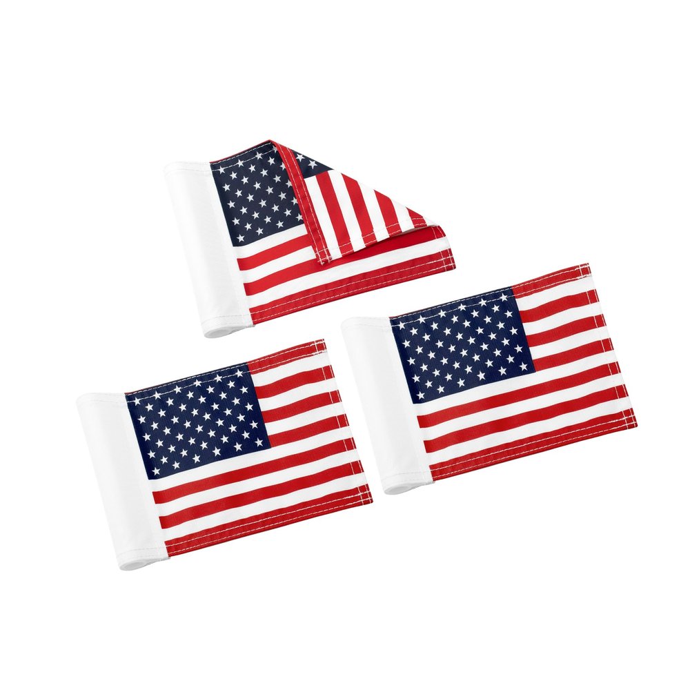 KINGTOP USA Golf Flag 8x6 Inch  Premium Dual-layer 420D Nylon, Double Sided American Pattern Printing, Tube Inserted  Mini Practice Putting Green Flags for Yard, 3-Pack