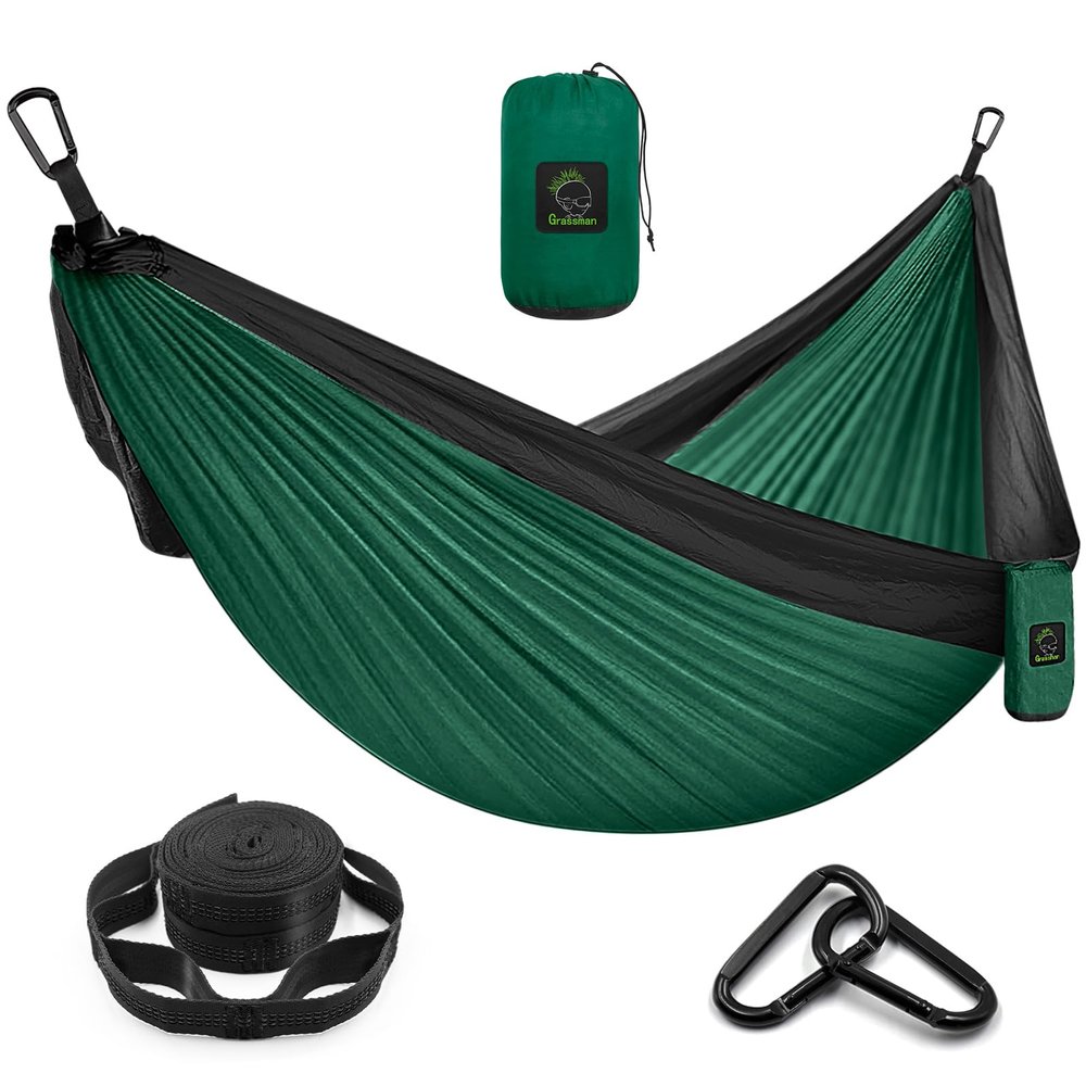 Camping Hammock Double & Single Portable Hammock with Tree Straps, Lightweight Nylon Parachute Hammocks Camping Accessories Gear for Indoor Outdoor Backpacking, Travel, Hiking, Beach