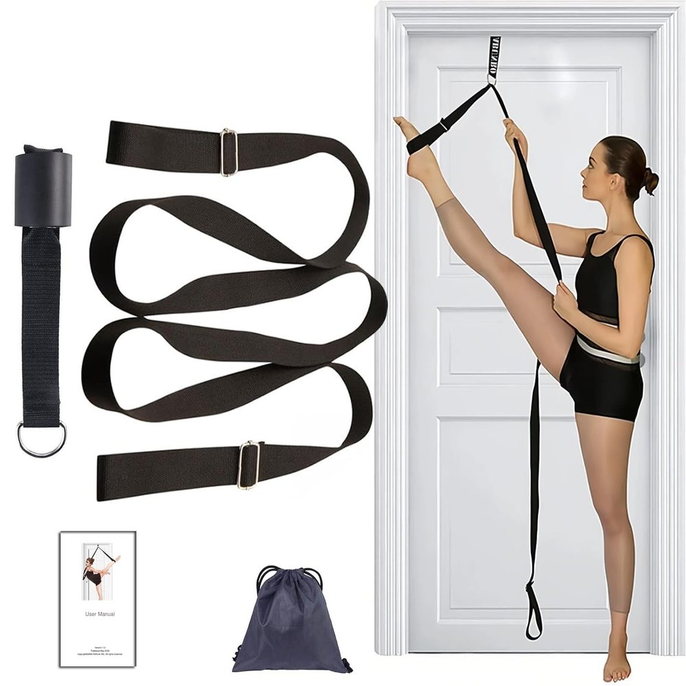 Stretching Strap with Door Anchor & Resistance Band Improve Leg Stretch Flexibility for Splits, Ballet, Dance, Cheer, Yoga & Gymnastics - Home Leg Stretcher Trainer Equipment Stuff for All Levels