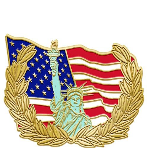 Crown Awards 1" Patriot Liberty Pin, American Flag Pin with Wreath, Gold American Lapel Pin, 50 Pack Prime