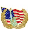 Crown Awards 1" Patriot Liberty Pin, American Flag Pin with Wreath, Gold American Lapel Pin, 50 Pack Prime view 1