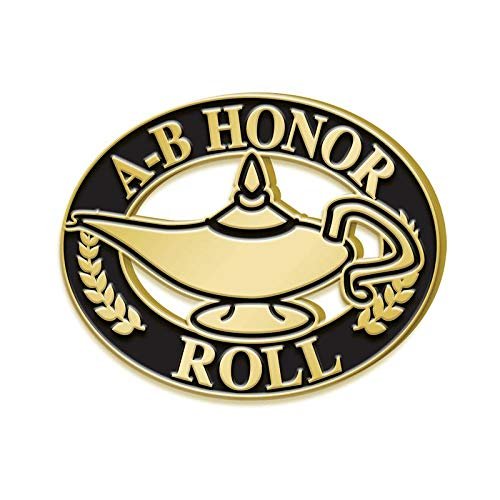 Crown Awards 1" AB Honor Roll Pin, Lamp of Learning AB Honor Roll Pins for Students, AB Honor Roll Lapel Pin, 50 Pack Prime