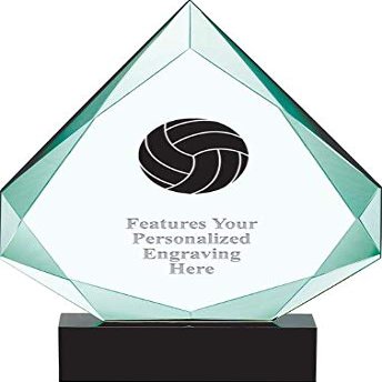 13" Legacy Jade Volleyball Crystal Award, Custom Engraved Volleyball Trophy, Engraving Included