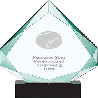 13" Legacy Jade Baseball Crystal Award, Custom Engraved Baseball Trophy, Engraving Included, Prime