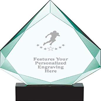 13" Legacy Jade Football Player Crystal Award, Custom Engraved Football Player Trophy, Engraving Included, Prime