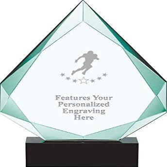 13" Legacy Jade Football Player Crystal Award, Custom Engraved Football Player Trophy, Engraving Included, Prime