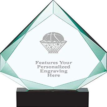 13" Legacy Jade Basketball - Ball in Net Crystal Award, Custom Engraved Basketball - Ball in Net Trophy, Engraving Included, Prime