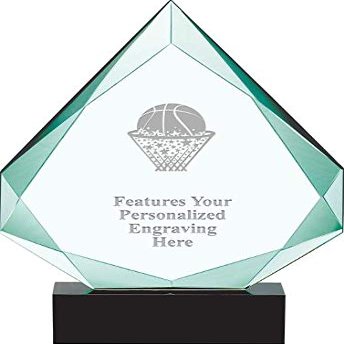 13" Legacy Jade Basketball - Ball in Net Crystal Award, Custom Engraved Basketball - Ball in Net Trophy, Engraving Included, Prime
