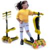 Hurtle 3 Wheeled Scooter for Kids - 2-in-1 Sit/Stand Child Toddlers Toy Kick Scooters w/ Flip-out Seat, Adjustable Height, Flashing Wheel Lights, Great for Indoor/Outdoor Fun, Yellow view 1